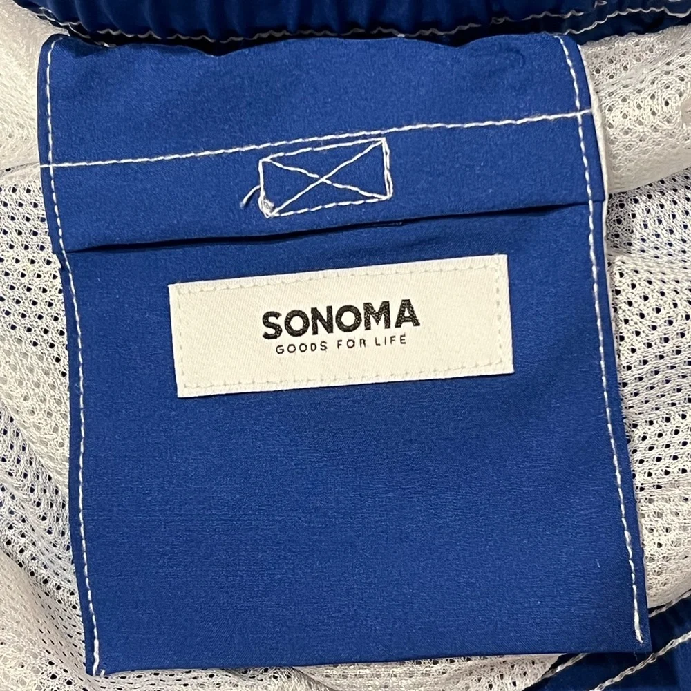 NWT Sonoma Mens Size XXL‎ Color Block Swim Trunks Shorts 7” Blue And Grey
